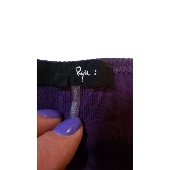 Ryu Knit Cardigan Sweater‎ Purple flower Appliqué fine knit shrug top Size M - Picture 10 of 16